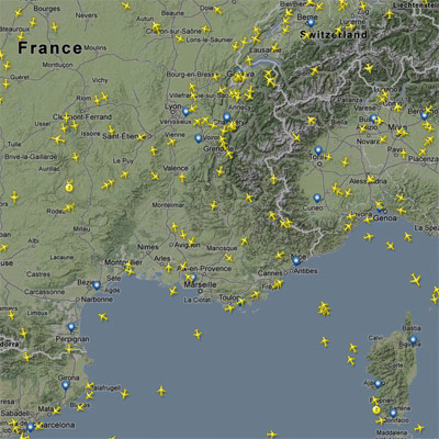 La FIR Marseille sur FlightRadar24