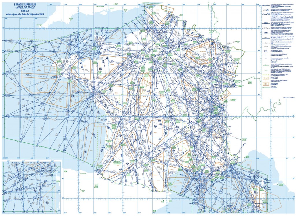 Carte des routes aériennes supérieures